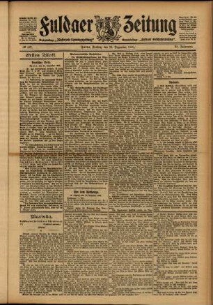 Erste Ausgabe vom Freitag, den 15. Dezember 1905.
