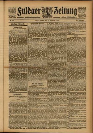 Erste Ausgabe vom Freitag, den 15. Dezember 1905.