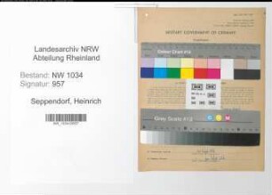 Entnazifizierung Heinrich Seppendorf , geb. 28.02.1887 (Oberinspektor)
