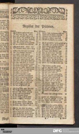 Register der Psalmen.