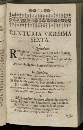 Centuria Vigesima Sexta.