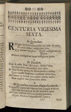 Centuria Vigesima Sexta.