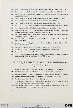 Stiche, Radierungen, Zeichnungen, Aquarelle (Nr. 252-379)