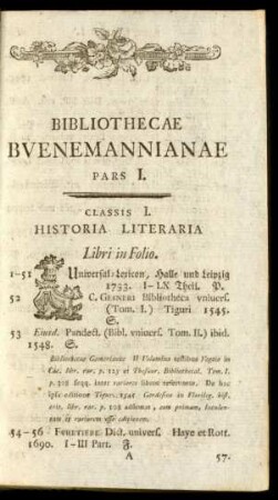 Classis I. Historia Literaria