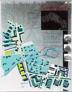 Städtebaulicher Entwurf für den Ausbau des Ortszentrums Berlin-Buch Schinkelwettbewerb 1999: Lageplan 1:1000, Situationsfotos, Erläuterungen