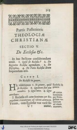 Sectio V. De Ecclesia etc.