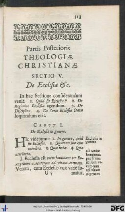 Sectio V. De Ecclesia etc.