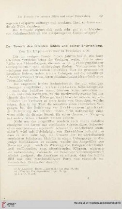 16: Zur Theorie des latenten Bildes und seiner Entwicklung
