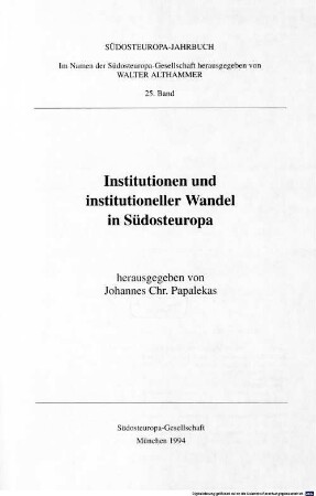 Institutionen und institutioneller Wandel in Südosteuropa