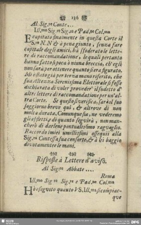 Risposte à Lettere d'aviso