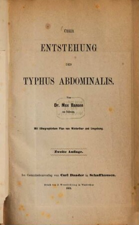 Über Enstehung des Typhus abdominalis