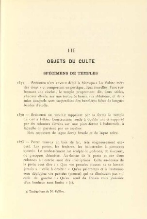 III Objets de culte