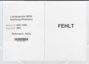 Entnazifizierung Hans Ruhrmann, geb. 03.01.1898 ()
