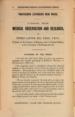 Edinburgh Essays, by Members of the University : 1856