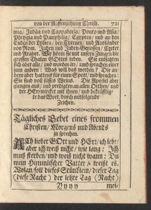 Tägliches Gebet eines frommen Christen ...