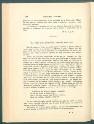 "La casa del silencio", Mariano Brull, 1916