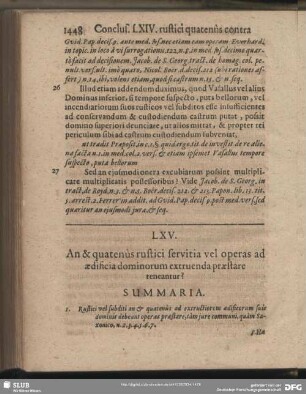 LXV. An & quatenus rustici servitia vel operas ad aedificia dominorum extruenda praestare reneantur?