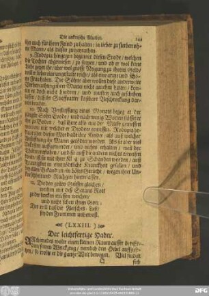 (LXXIII.) Der leichtfertige Hader.