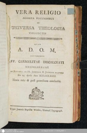 Vera Religio Adserta Positionibus Ex Universa Theologia Collectis