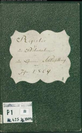 Zivilstandsregister der evangelischen Gemeinde Schlüsselburg, Kreis Minden (A 1809). (Gemeinde: Evangelische Gemeinde Schlüsselburg)