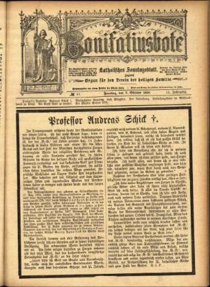Erste Ausgabe vom Sonntag, den 09. Oktober 1898.