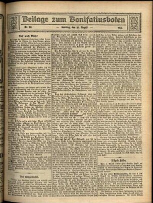 Zweite Ausgabe vom Sonntag, den 10. August 1913.