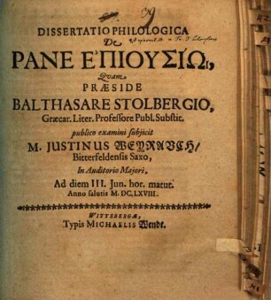 Diss. philol. de pane epiusio