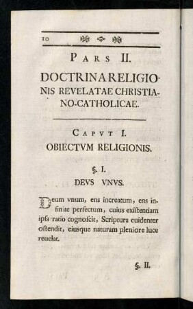 10-28, Pars II. Doctrina religionis revelatae christiano-catholicae.