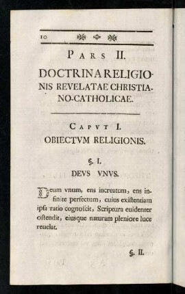 10-28, Pars II. Doctrina religionis revelatae christiano-catholicae.