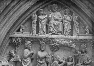 Westportal der Saint Martin Kirche in Colmar — Thronender Christus (obere Zone)