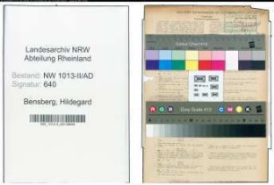 Entnazifizierung Hildegard Bensberg , geb. 12.12.1918 (Bueroangestellte)
