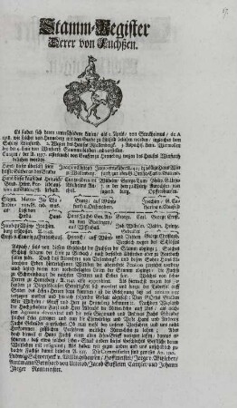 Stamm-Register derer von Fuchßen. Blatt 110r (nach Teil 5)