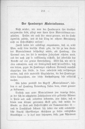 Der Hamburger Materialismus.