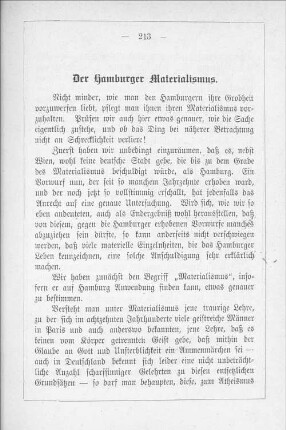Der Hamburger Materialismus.