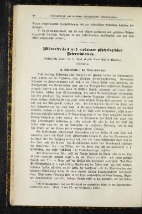 Willensfreiheit und moderner psychologischer Determinismus : psychologische Studie ; (Fortsetzung)