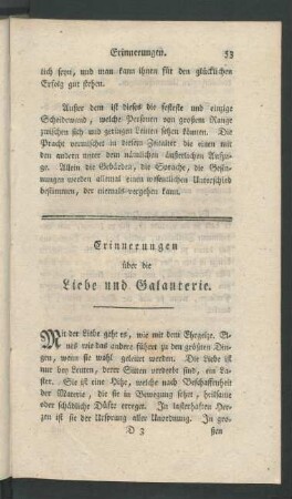 Erinnerungen über die Liebe und Galanterie