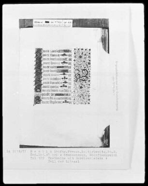 Lateinisches Stundenbuch — Initiälchen S und Teilbordüre, Folio 120recto