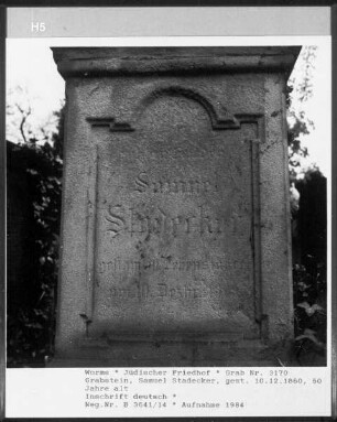 Grabstein von Samuel Stadecker (gestorben 1860.12.10)