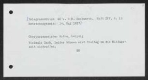 Brief von Gerhart Hauptmann an Karl Rothe an Leipzig