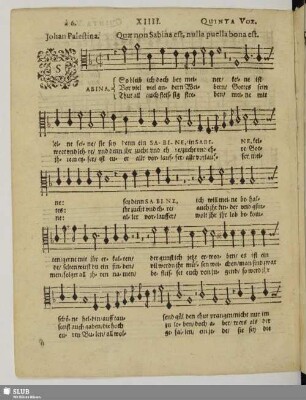 Palestrina, Giovanni Pierluigi da: [Quando dal terzo cielo] / Sagt einer viel von seiner