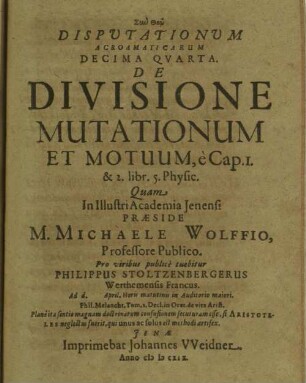De divisione mutationum et motuum, è Cap. 1 & 2 libr. 5 Physic.