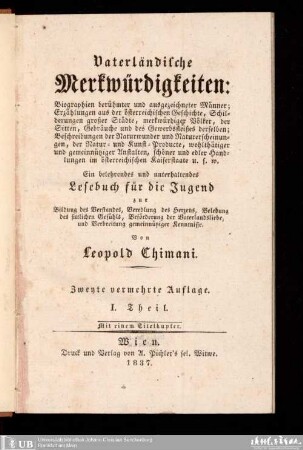1: Lesestunden für die vaterländische Jugend
