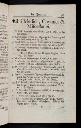 97-141, Libri Medici, Chymici & Miscellanei.