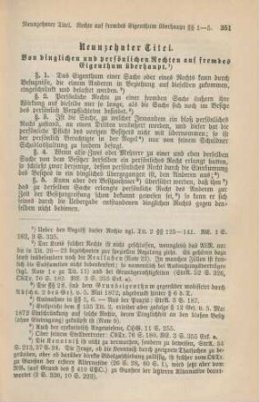 Neunzehnter Titel. Von dinglichen und persönlichen Rechten auf fremdes Eigenthum überhaupt