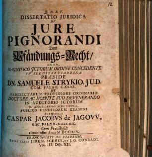 Diss. ... de iure pignorandi ...