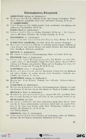 Holzskulpturen, Kleinplastik (Nr. 318-346)