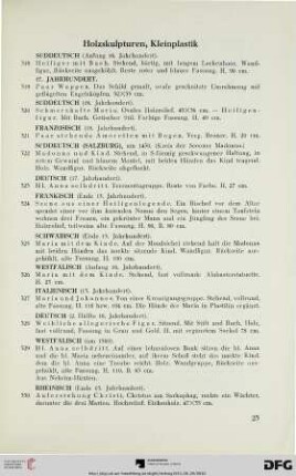 Holzskulpturen, Kleinplastik (Nr. 318-346)