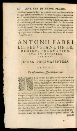Antonii Fabri ... Decas Decimaseptima.