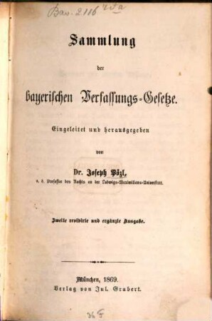 Sammlung der bayerischen Verfassungs-Gesetze, [1]