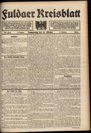 Ausgabe vom Donnerstag, den 12. Oktober 1911.
